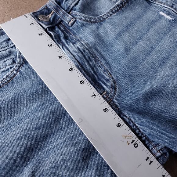 Hollister Ultra High Rise Baggy Jeans Straight Leg Distressed Women 23S Md Blue - Picture 7 of 13